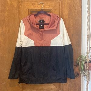 Volcom windbreaker hood dusty pink cream black kangaroo pocket synch MEDIUM